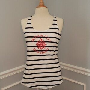 SOUTHPOINTE Blue White Striped Ocean City NJ Graphic Nautical Muscle Tank Top S